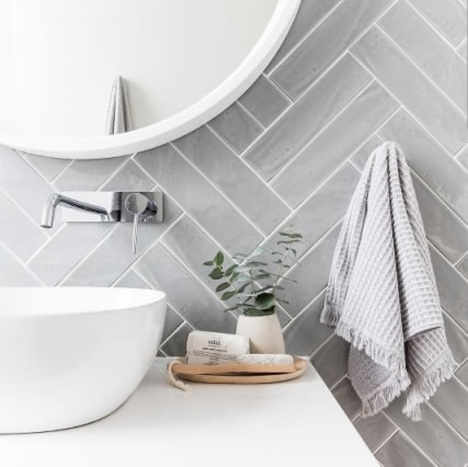 herringbone tiles Sydney bathroom